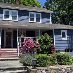 Cedar impressions shingle siding in pacific blue color Stamford ct